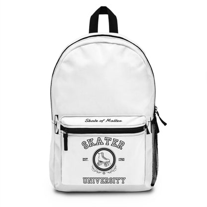 Backpack - White Skater University Backpack - Skate of Matter LLC