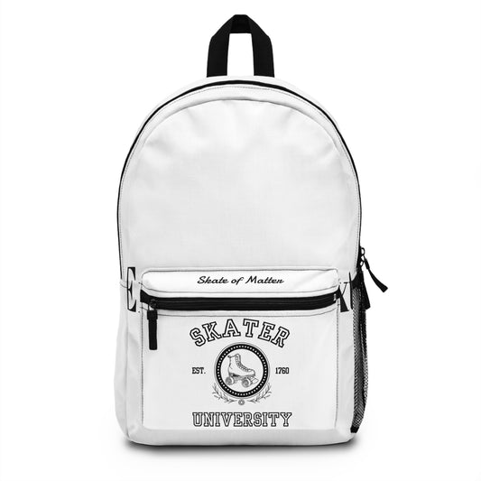 Backpack - White Skater University Backpack - Skate of Matter LLC