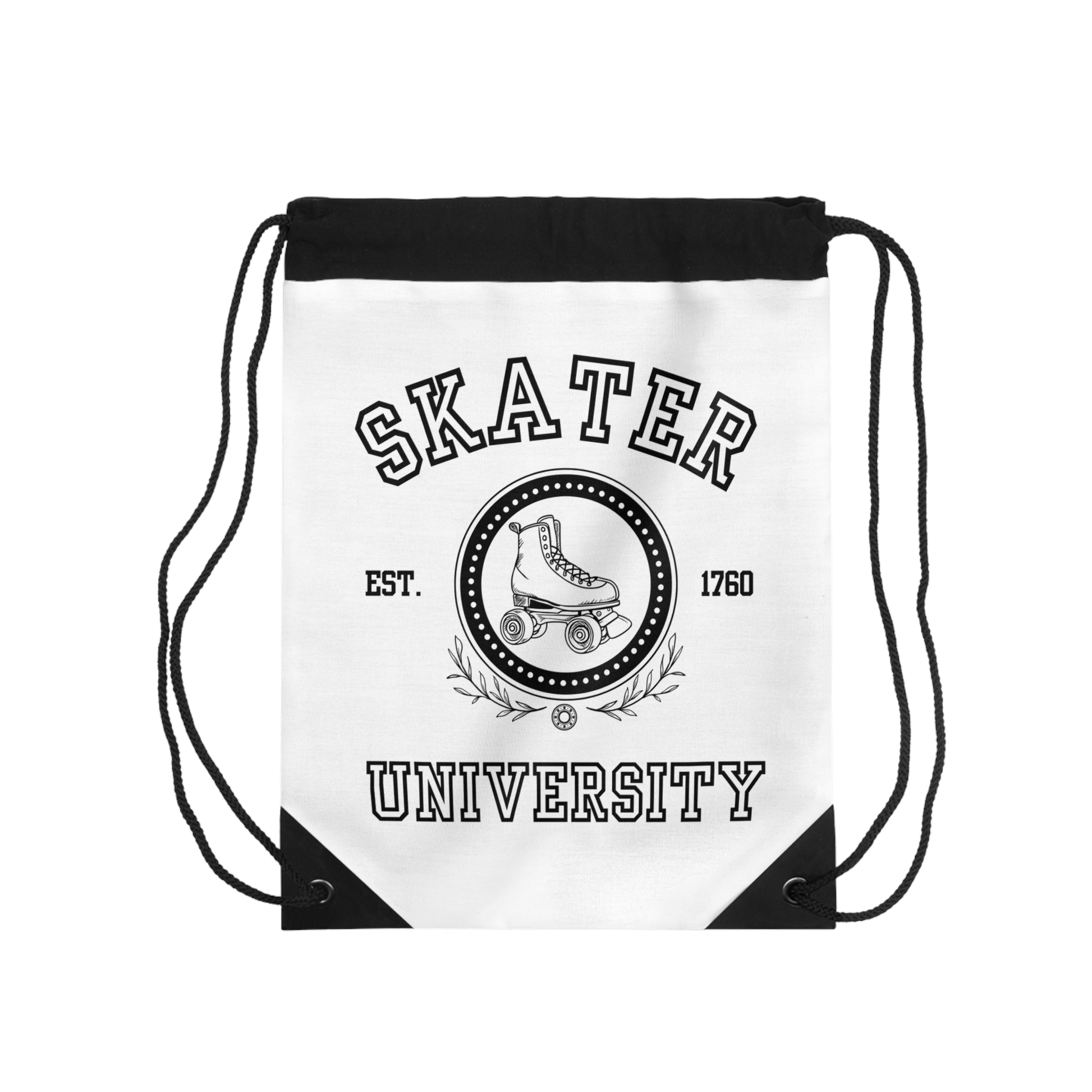 Bags - White Skater University Drawstring Bag - Skate of Matter LLC