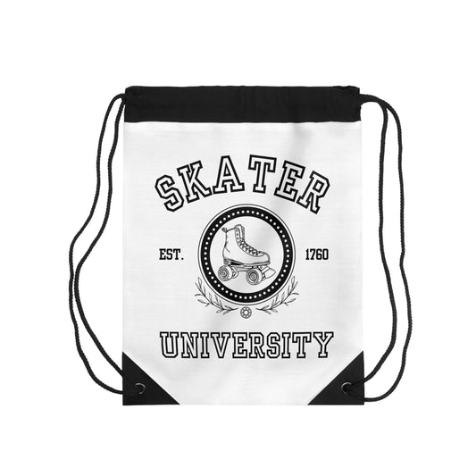 Bags - White Skater University Drawstring Bag - Skate of Matter LLC