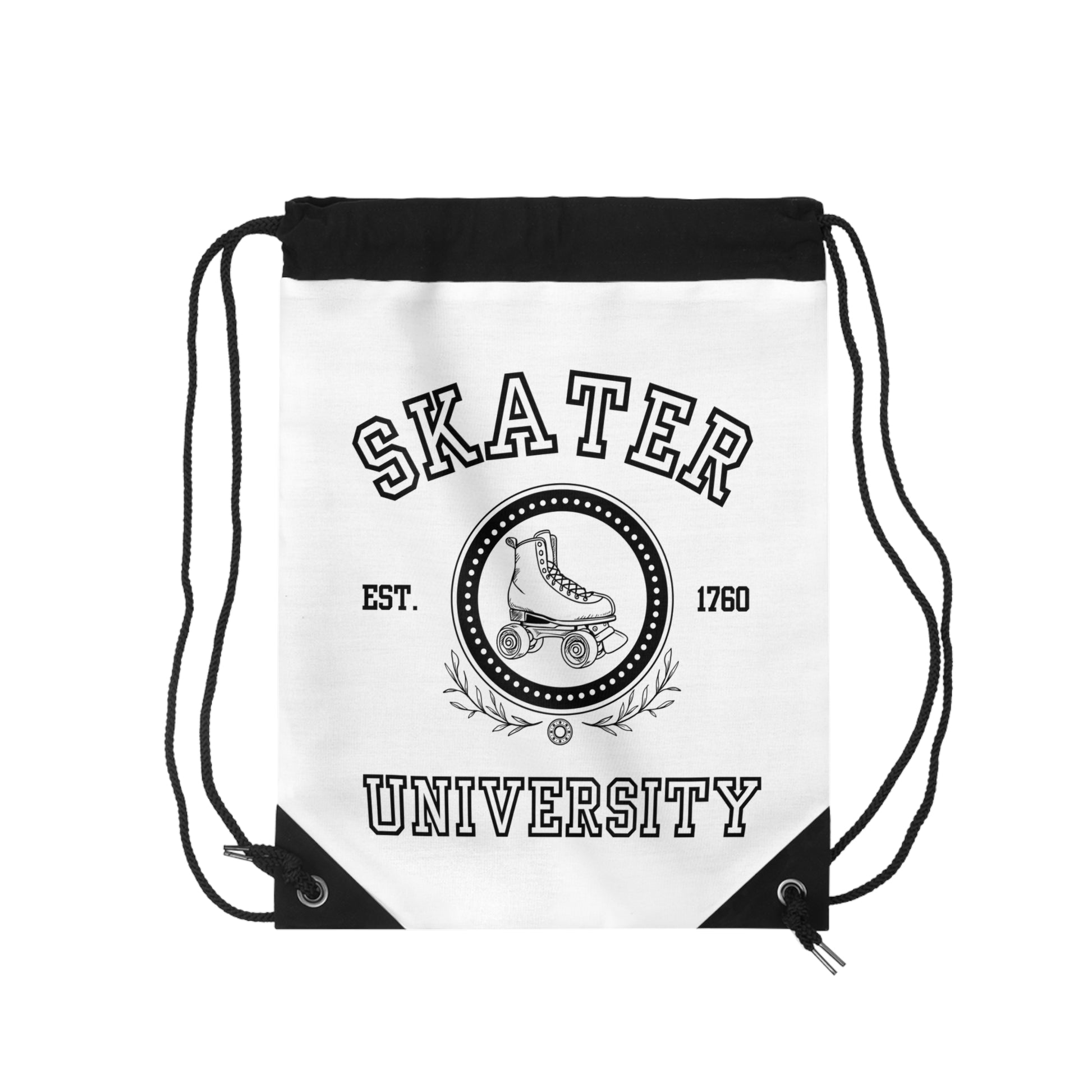 Bags - White Skater University Drawstring Bag - Skate of Matter LLC