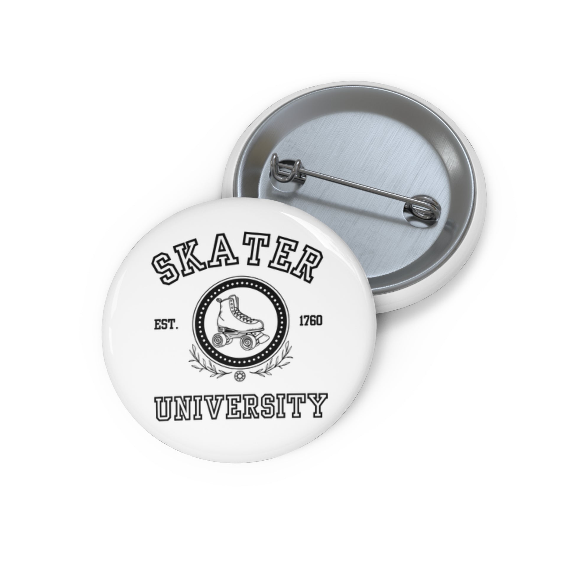 Accessories - White Skater University Pin Button - Skate of Matter LLC