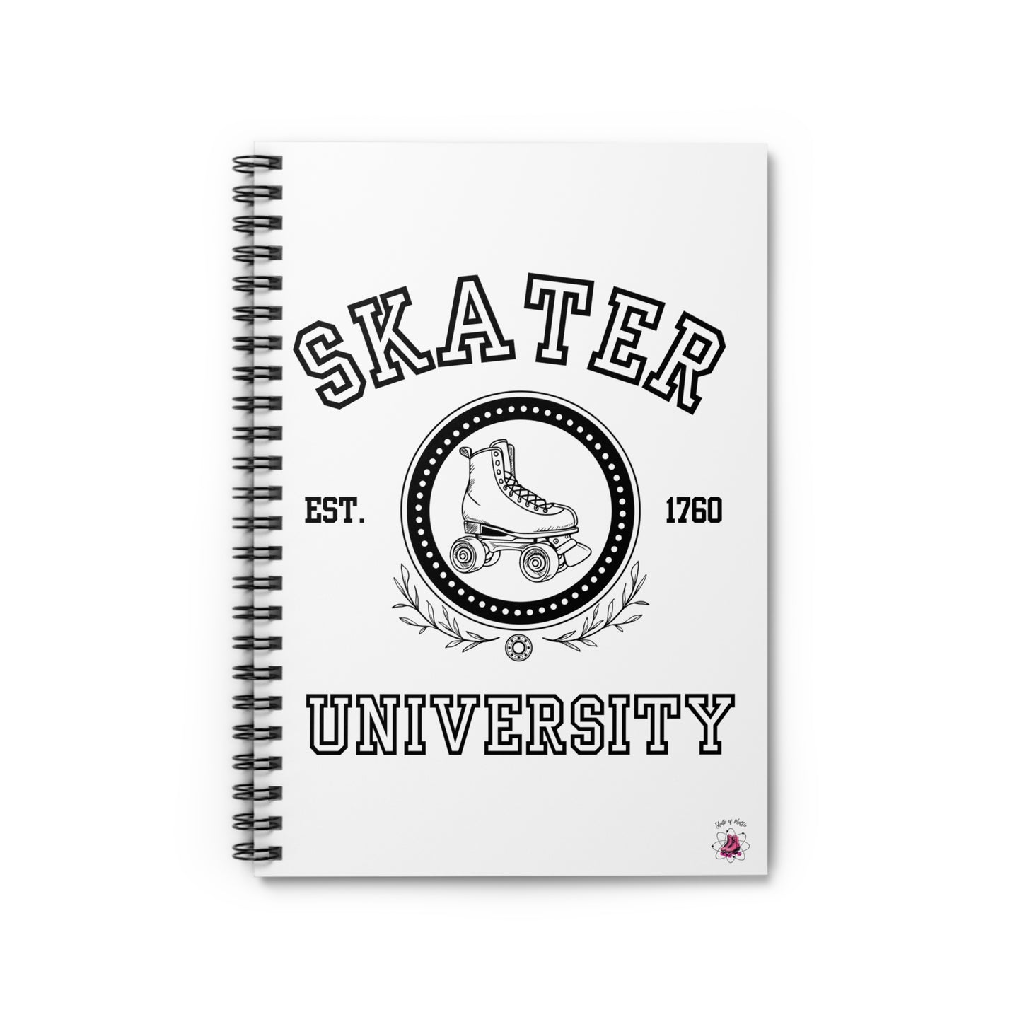 Paper products - White Skater University Spiral Notebook - Ruled Line - Skate of Matter LLC