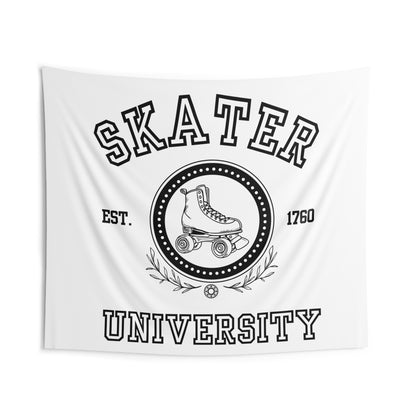 Home Decor - White Skaters University Indoor Wall Tapestry - Skate of Matter LLC