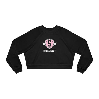 Sweatshirt - Womens Cropped Skater University Emblem Fleece Pullover - Skate of Matter LLC