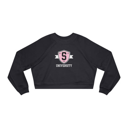 Sweatshirt - Womens Cropped Skater University Emblem Fleece Pullover - Skate of Matter LLC