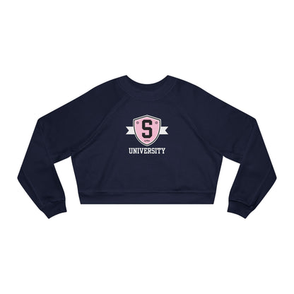 Sweatshirt - Womens Cropped Skater University Emblem Fleece Pullover - Skate of Matter LLC