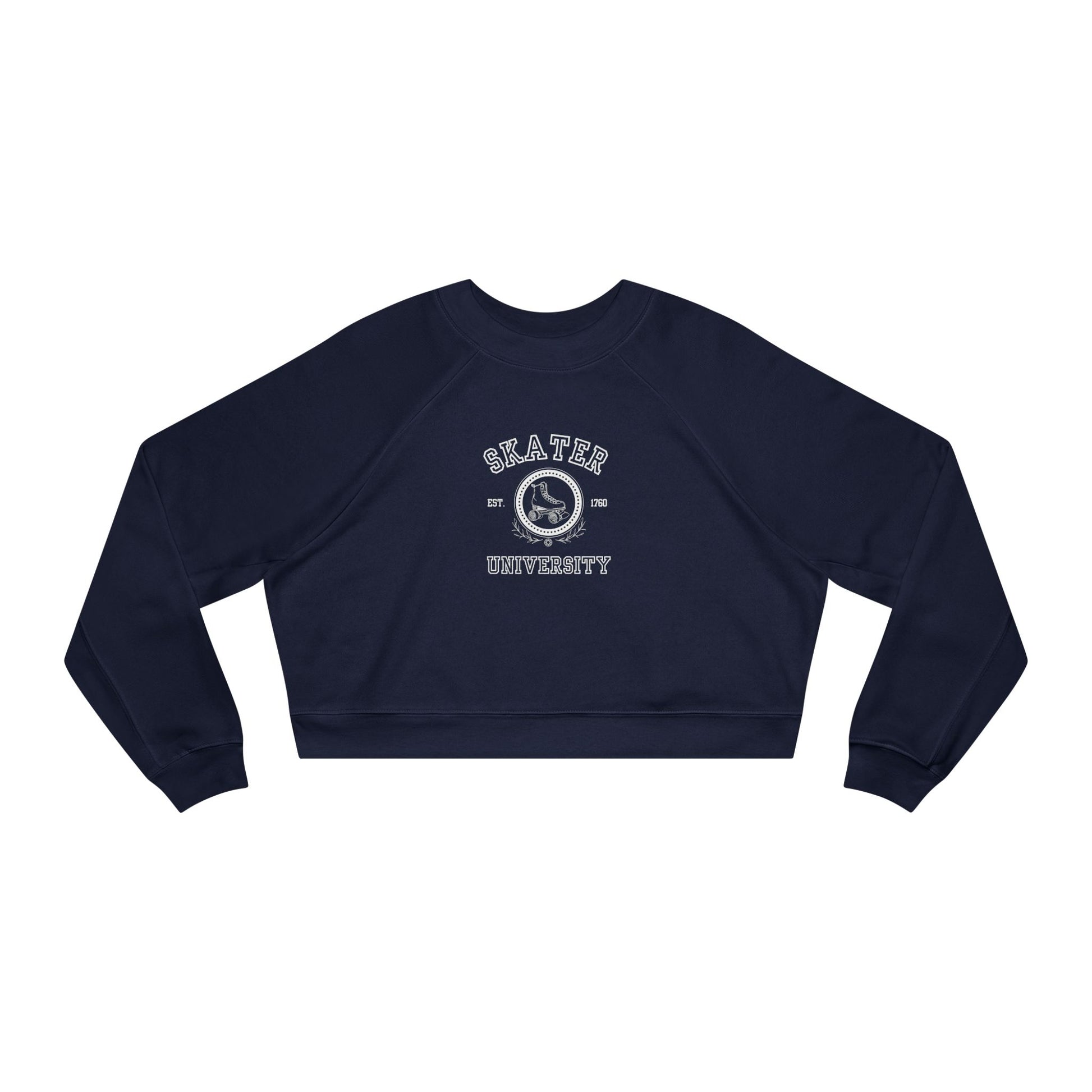 Sweatshirt - Womens Cropped Skater University Fleece Pullover - Skate of Matter LLC