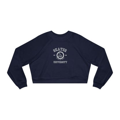 Sweatshirt - Womens Cropped Skater University Fleece Pullover - Skate of Matter LLC