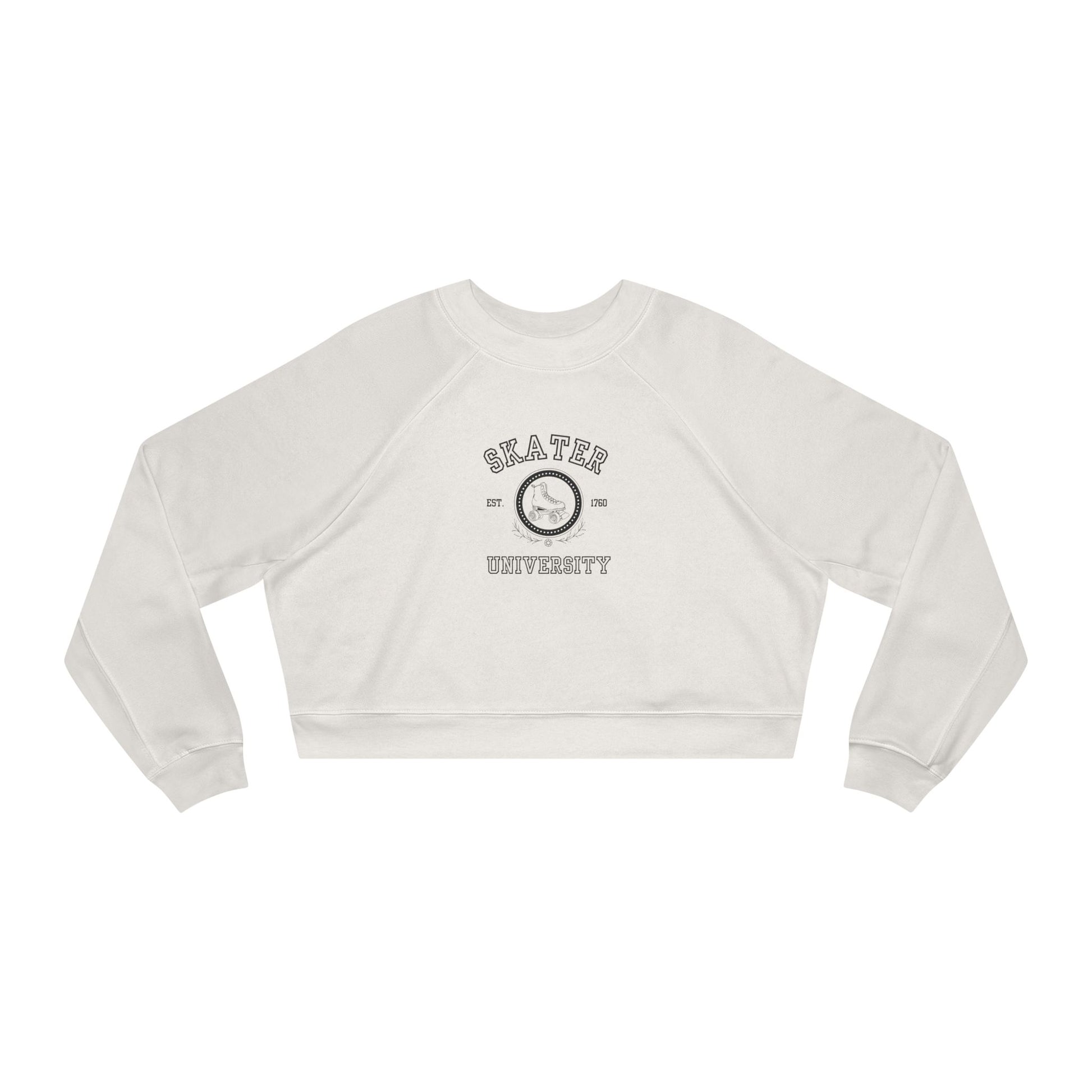 Sweatshirt - Womens Cropped Skater University Fleece Pullover - Skate of Matter LLC