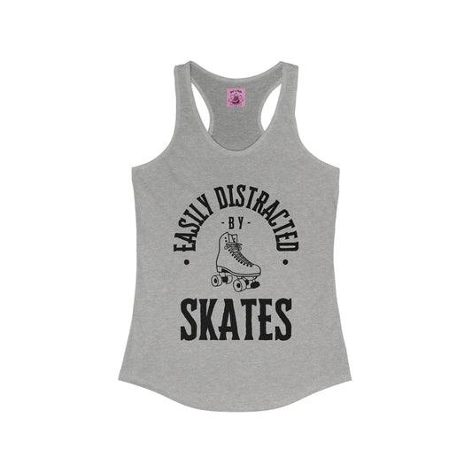 Tank Top - Womens Easily Distracted by Skates Racerback Tank - Skate of Matter LLC