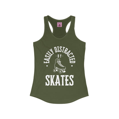 Tank Top - Womens Easily Distracted by Skates Racerback Tank - Skate of Matter LLC