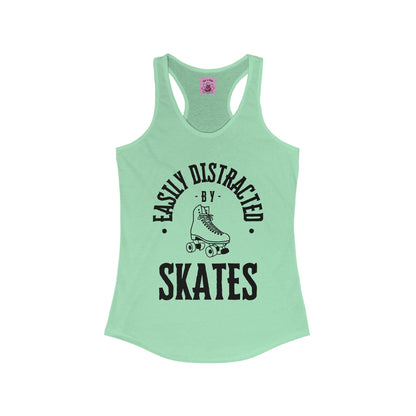 Tank Top - Womens Easily Distracted by Skates Racerback Tank - Skate of Matter LLC